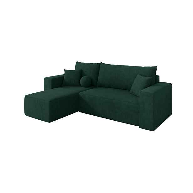 ALTDECOR ROHOVÁ SEDAČKA s funkcí spaní, otoman vlevo SENO-L 249x139x85 zelená velur