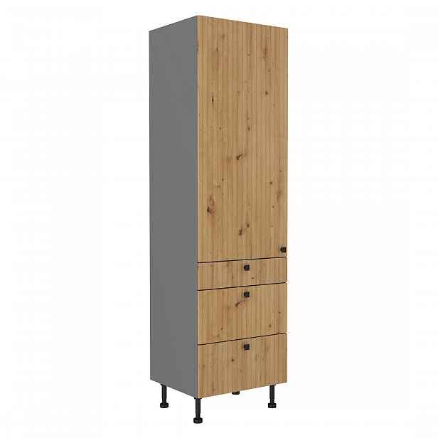 NERITA, skříňka vysoká 60 DKS-215 1F 3S, korpus: antracit, dvířka: dub artisan