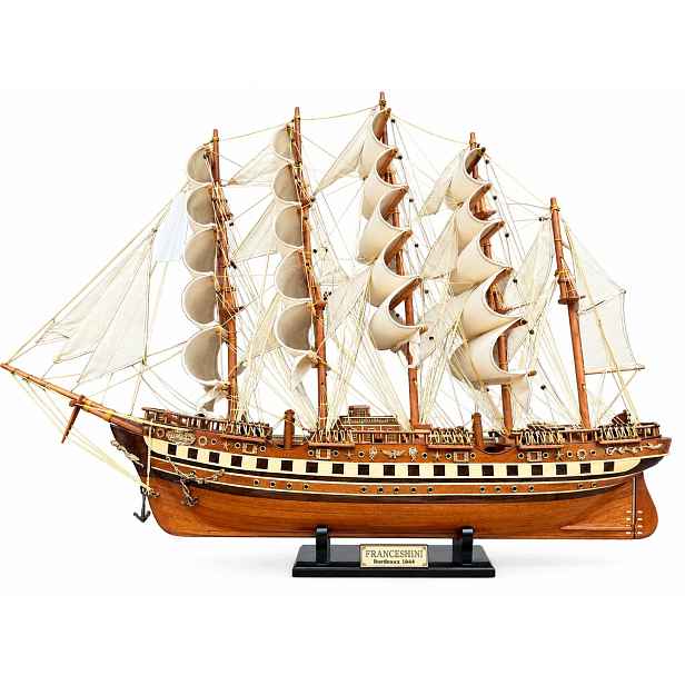 Velký dřevěný model plachetnice Franceschini Bordeaux 1844 – cca 125 cm