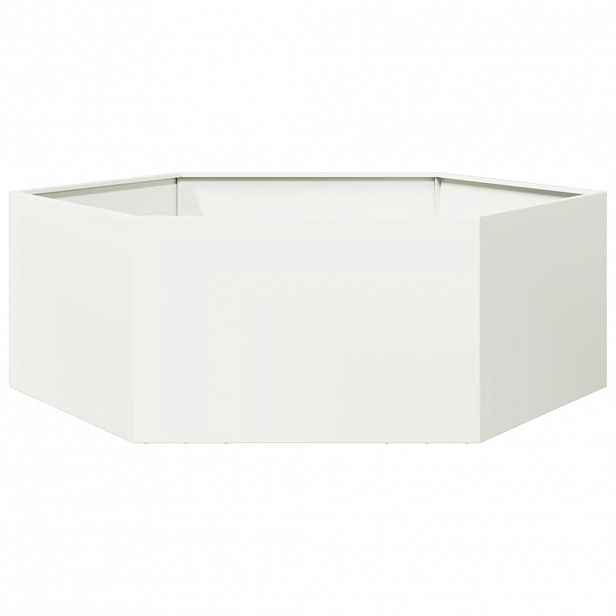 vidaXL Zahradní truhlík bílý šestihranný 138 x 120 x 45 cm ocel