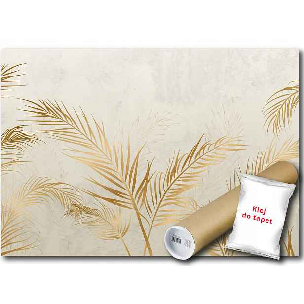 Vinylová Fototapeta Grafika Dekorace Listy Vegetace Zlato 152x104
