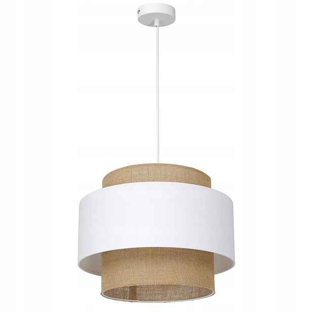 Závěsná Lampa Jutová 35 CM, Dvojitá, Bílá