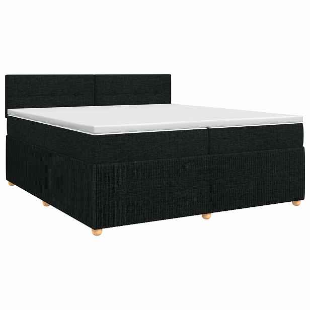 vidaXL Postel boxspring s matrací s čelo Černá 200 x 200 cm Textil