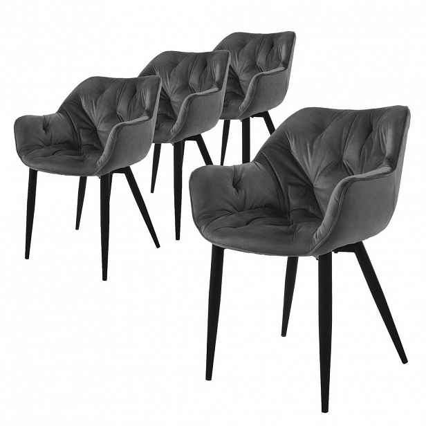 ML-DESIGN JÍDELNÍ ŽIDLE, sada 4 ks, antracitový samet