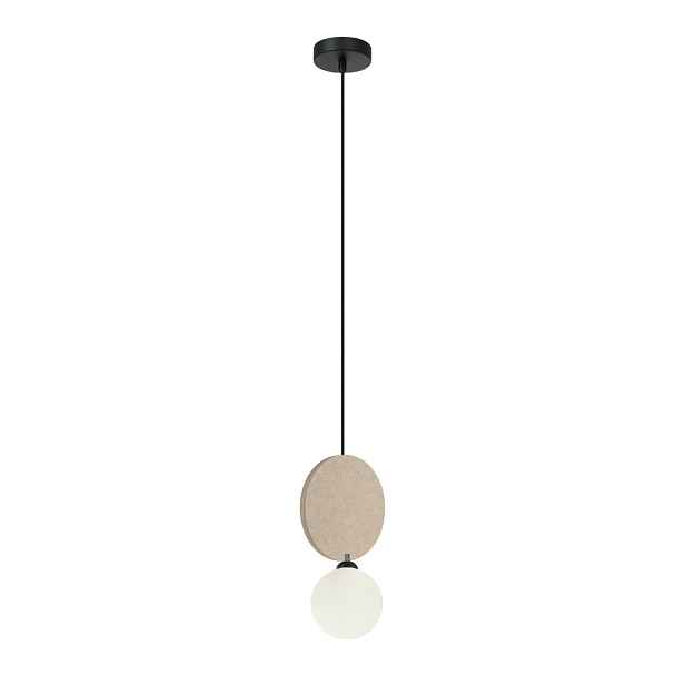 Andrea, Dekorativní béžová závěsná lampa s bílým kulatým stínidlem, G9