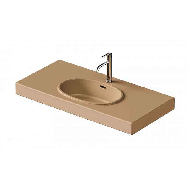Duravit Balcoon - Umyvadlo 100x48 cm, s přepadem, otvor pro baterii, s výpustí, DuraShield, terra 241210AM00