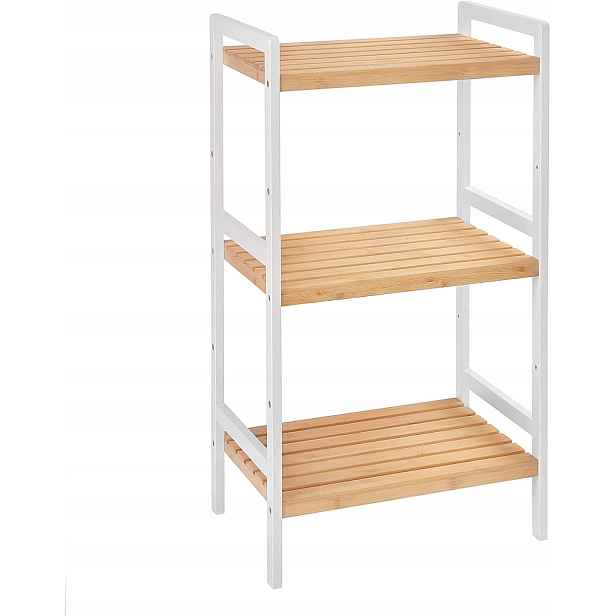Koupelnový regál Songmics bílý, dub přírodní 31,5 x 45 x 80 cm
