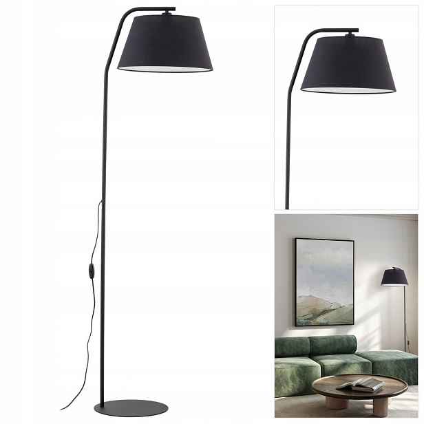 Podlahová lampa Formo černá, výrazná forma do obývacího pokoje domu Tk Lighting