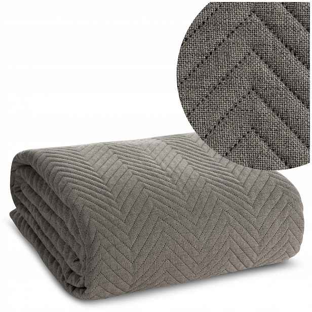 Přehoz na postel 170x210 Prošívaný Len3 Popelavý
