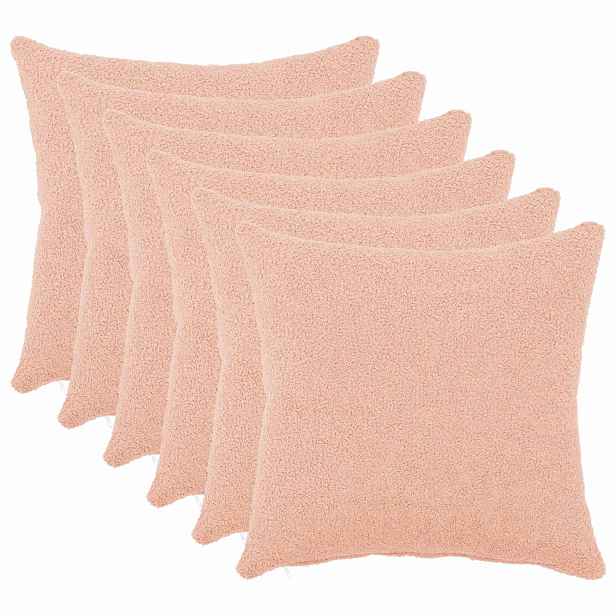 vidaXL Povlak na polštář 6 pcs HEERLEN Růžová 40 x 40 cm Bouclé