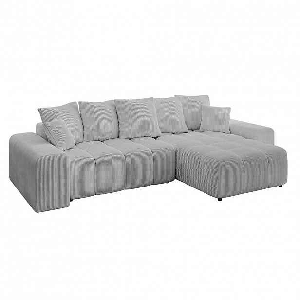 ALTDECOR ROHOVÁ SEDACÍ SOUPRAVA s otomanem vpravo ENIL-L 297x189x68 šedý manšestr