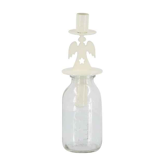 Krémový antik svícen anděl se skleničkou na úzkou svíčku - Ø 5*17 cm / 100ml Chic Antique