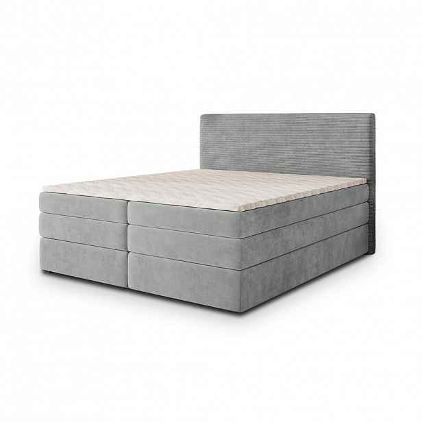 MASSENO POSTEL BOXSPRING MATERN 180x200 cm, s matrací a úložným prostorem, světle šedá