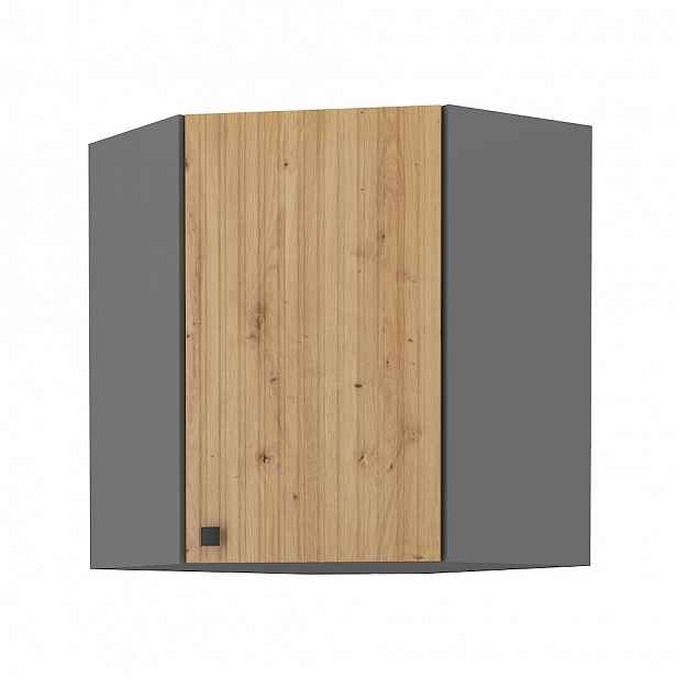NERITA, skříňka horní rohová 58x58 GN-72 1F, korpus: antracit, dvířka: dub artisan