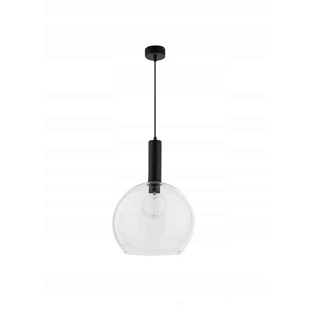 Závěsná lampa Laf Černá Transparentní Skleněná Stínidlo 1xE27 30 cm Stropní