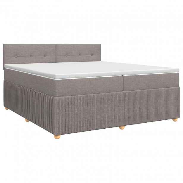 vidaXL Postel boxspring s matrací s čelo Taupe 200 x 200 cm Textil