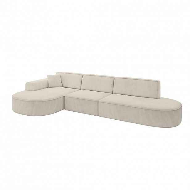 ALTDECOR ROHOVÁ SEDAČKA s otomanem vlevo MARI-L2 – 328 × 171 × 79 cm, ecru, velur