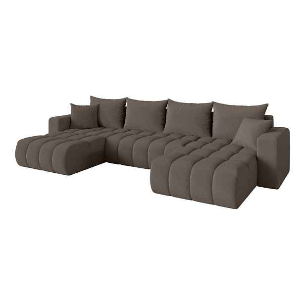 ALTDECOR SEDACÍ SOUPRAVA DO U s funkcí spaní a úložným prostorem MILA-U-v1 378x194x86 hnědá bouclé