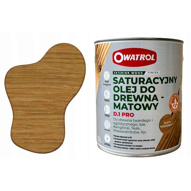 Owatrol D1 Pro – olej na nasycení dřeva s Uv ochranou, jantar 2,5 l