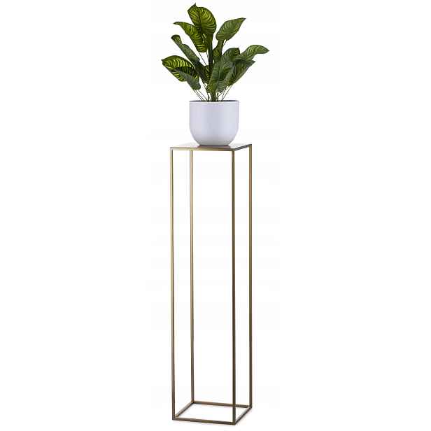 Stojanový květináč moderní, 100 cm, kovový, zlatý