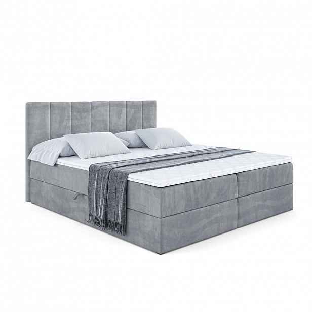 ALTDECOR AMERICKÁ postel s matrací H4 a roštem – MOETI – 160 × 200 cm – H4 – šedá