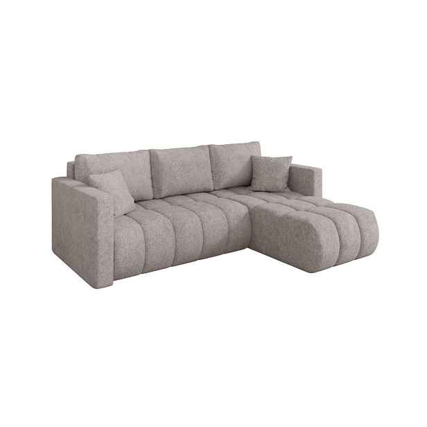 ALTDECOR ROHOVÁ SEDAČKA s funkcí spaní, otoman vpravo GARD-L 226x146x85 světle šedá velur