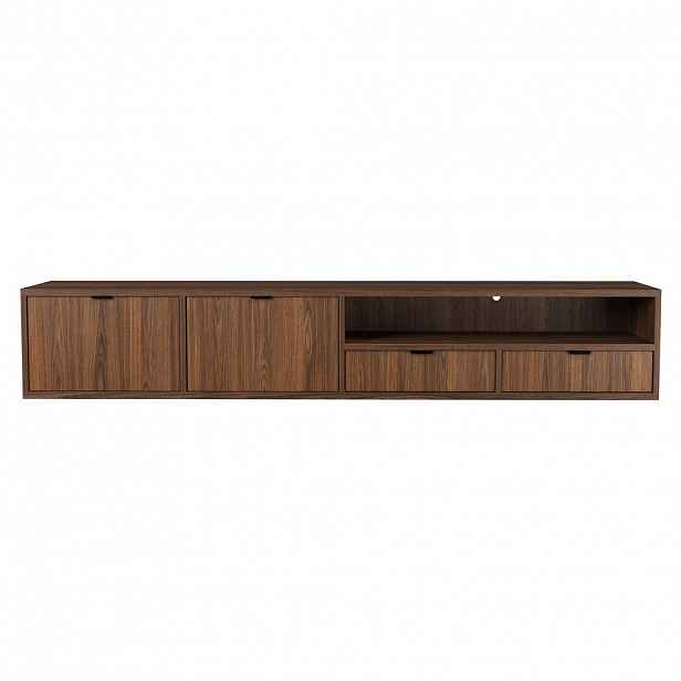 Beautysofa NÍZKÁ visící komoda Evron se 2 zásuvkami a 2 dvířky, 200 cm, ořech