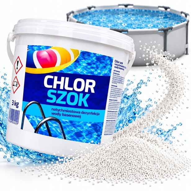 Chlor Šok 3KG Granule Do Bazénu Intex Rychlá Dezinfekce Bazénové Vody