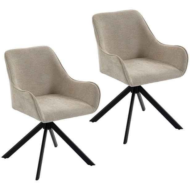 HOMCOM JÍDELNÍ židle, sada 2 kusů, polyester, kov, béžová