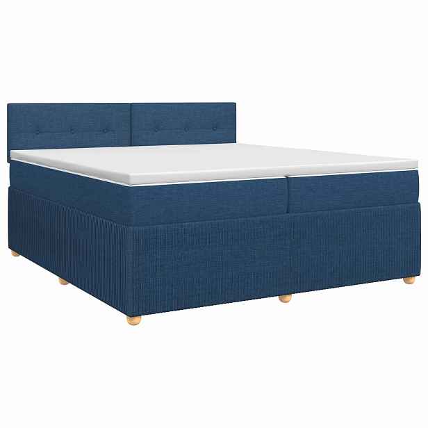 vidaXL Postel boxspring s matrací s čelo Modrá 200 x 200 cm Textil