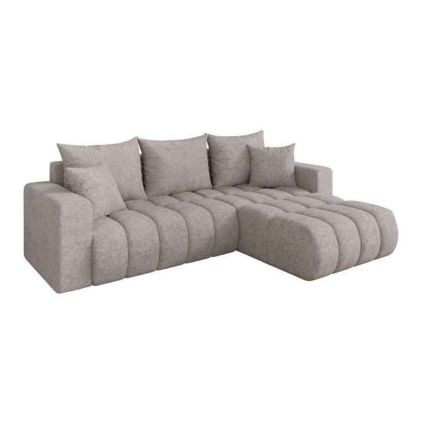 ALTDECOR ROHOVÁ SEDAČKA s funkcí spaní, otoman vpravo MILA-L-v1 277x195x86 světle šedá velur