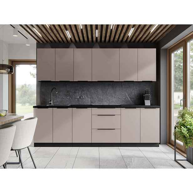 ArtLemp Kuchyňská linka ALORA | černá/cashmere 260 cm Provedení: s pracovní deskou
