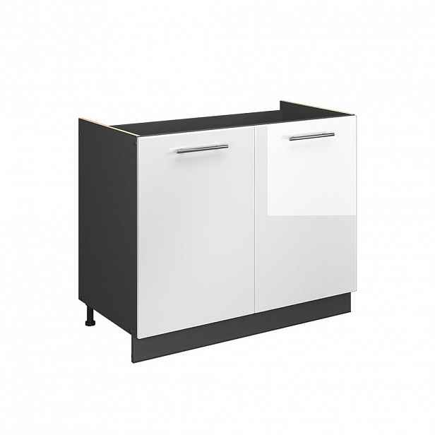 Vicco SKŘÍŇKA POD DŘEZ Fame-Line, Bílá vysoký lesk/Antracit, 100 cm bez pracovní desky