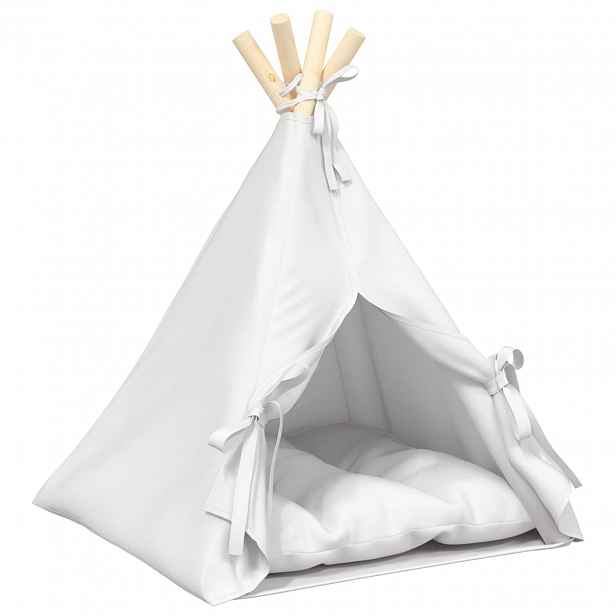 vidaXL Pet teepee s polštářem Bílá 40 x 40 x 50 cm Polyester