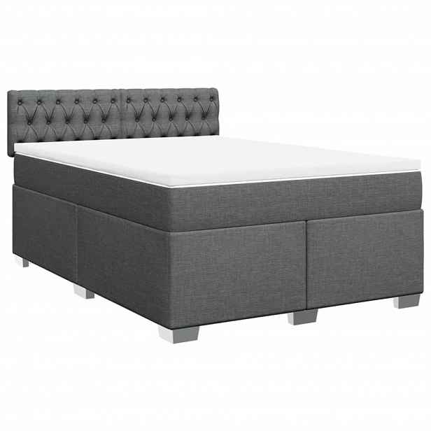 vidaXL Box spring postel s matrací tmavě šedá 160x200 cm textil
