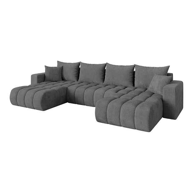 ALTDECOR SEDACÍ SOUPRAVA DO U s funkcí spaní a úložným prostorem MILA-U-v1 378x194x86 tmavě šedá manšestr