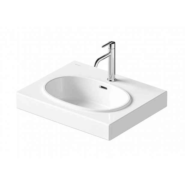 Duravit Balcoon - Umyvadlo 60x48 cm, s přepadem, otvor pro baterii, s výpustí, DuraShield, matná bílá 241260AC00