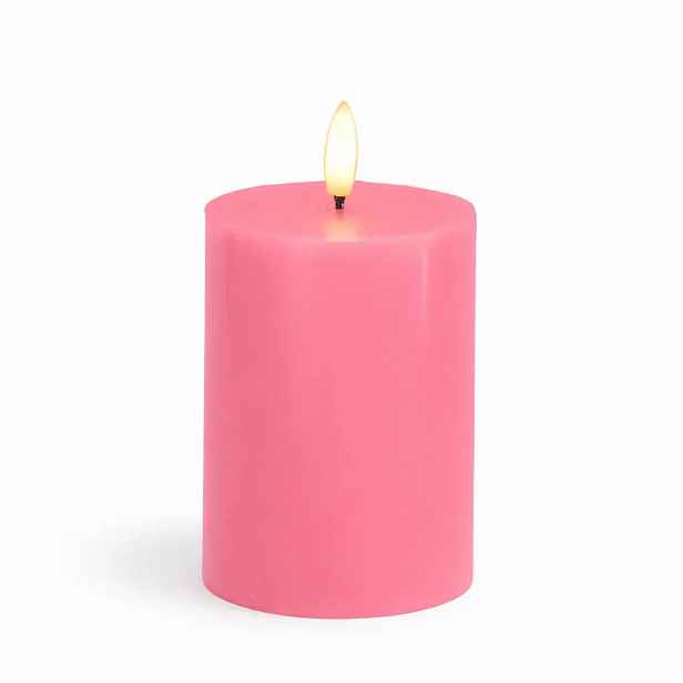 LED svíčka na baterie vosková Sille, Ø 7,5 × 10 cm, starorůžová, 2× AA