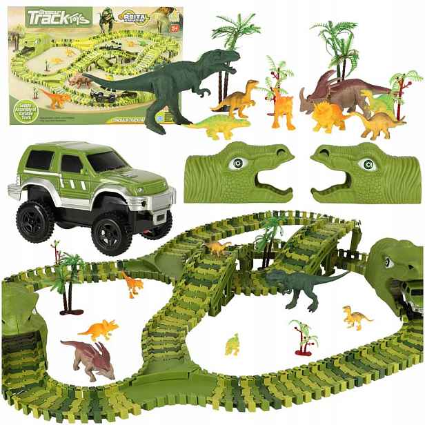 Autodráha Závodní Dráha Obrovský Dinosaurus Dino Park Set 240 ks