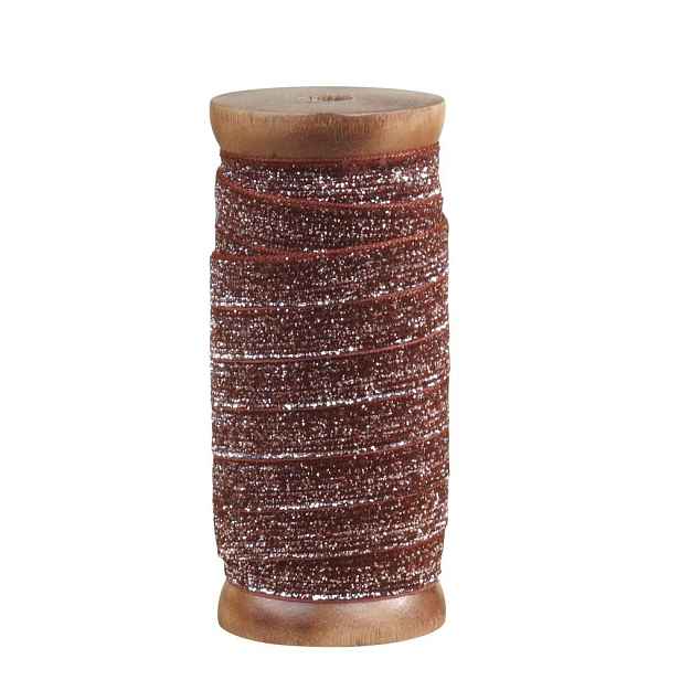 Čokoládová sametová stuha se třpytkami na cívce Ribbon - 12mm * 5 m Chic Antique