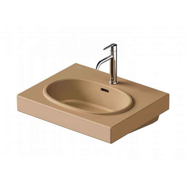 Duravit Balcoon - Umyvadlo 60x48 cm, s přepadem, otvor pro baterii, s výpustí, DuraShield, terra 241260AM00