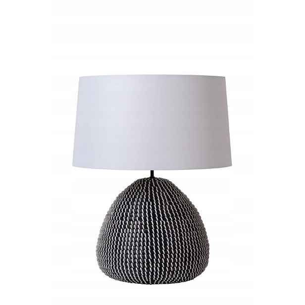 Stolní lampa z mořské trávy černá s bílým stínítkem 60 cm Lucide
