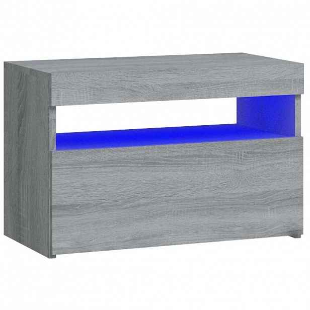 vidaXL Noční stolek s LED osvětlením šedý sonoma 60 x 35 x 40 cm