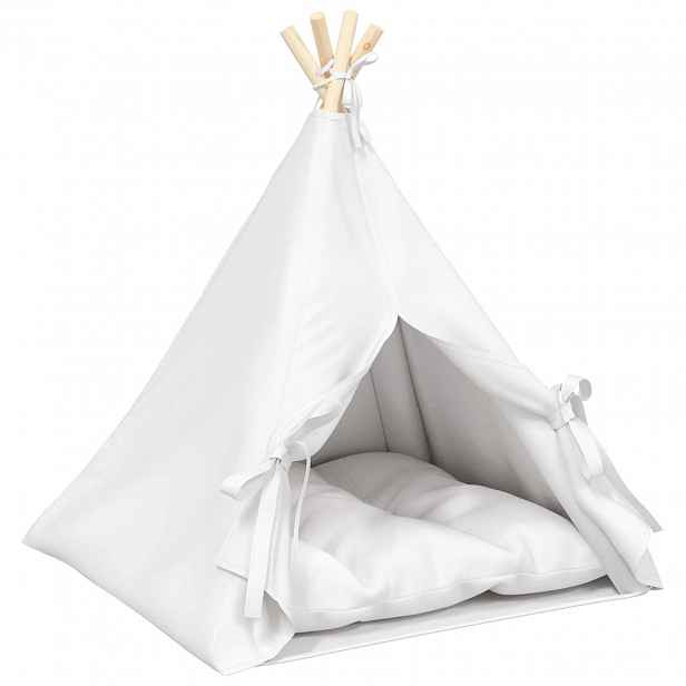 vidaXL Pet teepee s polštářem Bílá 60 x 60 x 70 cm Polyester