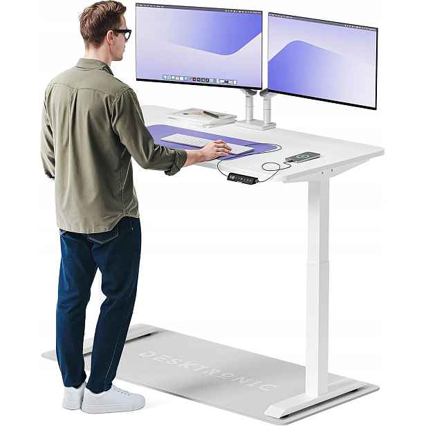 Výškově nastavitelný psací stůl (140 x 70 cm) – s nabíjecími zásuvkami