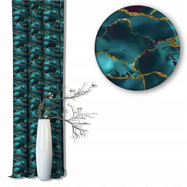 Závěs Samet Deco Tisk Hloubka oceánu Na Pásce Univerzální 140 x 160 cm