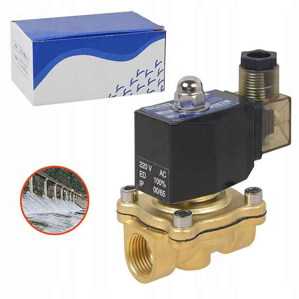 Mosazný elektromagnetický ventil 1/2" 0-10 bar Nc, normálně uzavřený