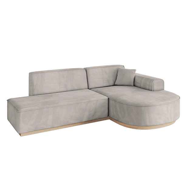ALTDECOR ROHOVÁ SEDAČKA s otomanem, pravá ARRIO-L1 243x171x83 Světle hnědá Velur