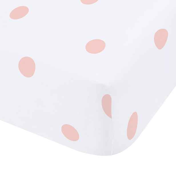 Bílé/růžové napínací flanelové prostěradlo 90x190 cm Polka Dot – Catherine Lansfield