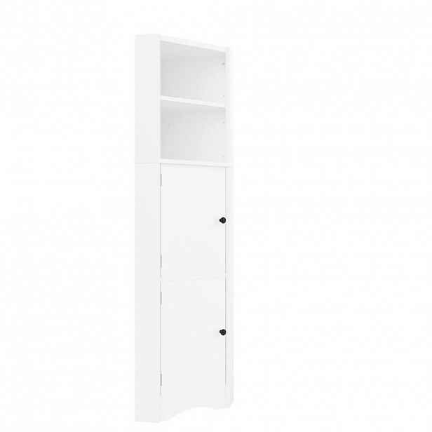 Modfu ROHOVÁ koupelnová skříňka z MDF 51,7x32x155,4 cm bílá se 2 dvířky, nastavitelnými policemi a úsporou místa
